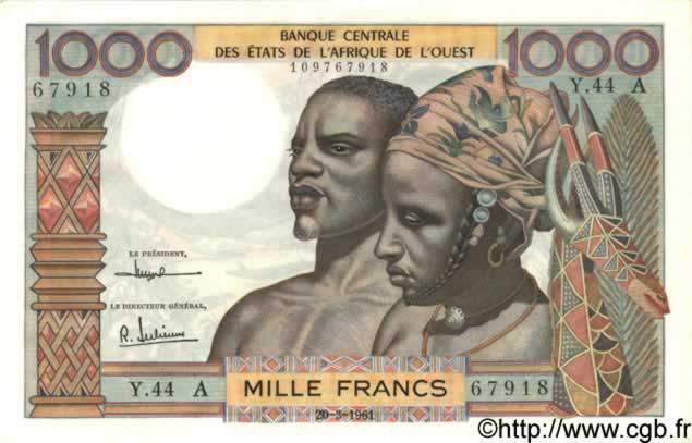 1000 Francs  ÉTATS DE L AFRIQUE DE L OUEST  1961 P.103Ac pr.NEUF