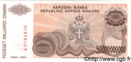 50000000000 Dinara CROATIA  1993 P.R29 UNC