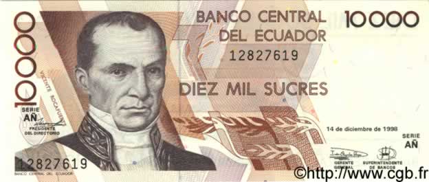 10000 Sucres ECUADOR  1998 P.127f FDC