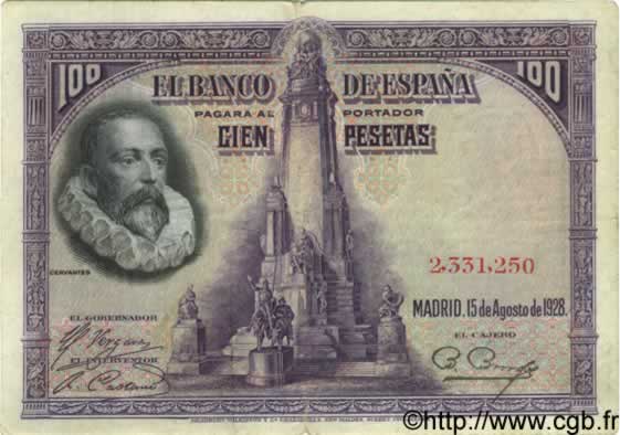 100 Pesetas ESPAGNE  1928 P.076a TTB