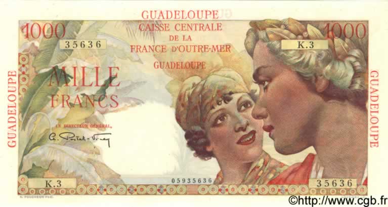 1000 Francs Union Française  GUADELOUPE  1947 P.37 SPL