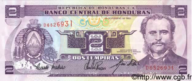 2 Lempiras HONDURAS  1993 P.072 UNC