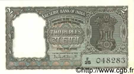 2 Rupees INDIA  1962 P.031 AU