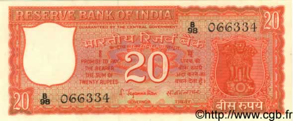 20 Rupees INDIEN
  1970 P.061c fST