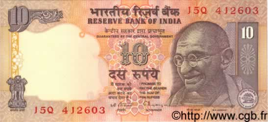 10 Rupees INDE  1996 P.089a NEUF
