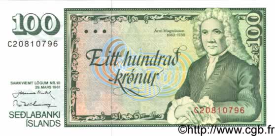 100 Krónur ISLANDE  1981 P.50 NEUF