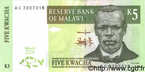 5 Kwacha MALAWI  1997 P.36 pr.NEUF