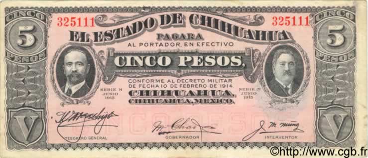 5 Pesos MEXIQUE  1915 PS.0532A SPL