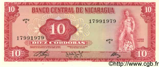 10 Cordobas NICARAGUA  1972 P.123 NEUF