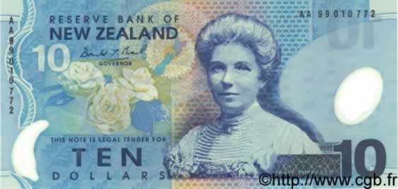 10 Dollars  NOUVELLE-ZÉLANDE  1992 P.178 NEUF
