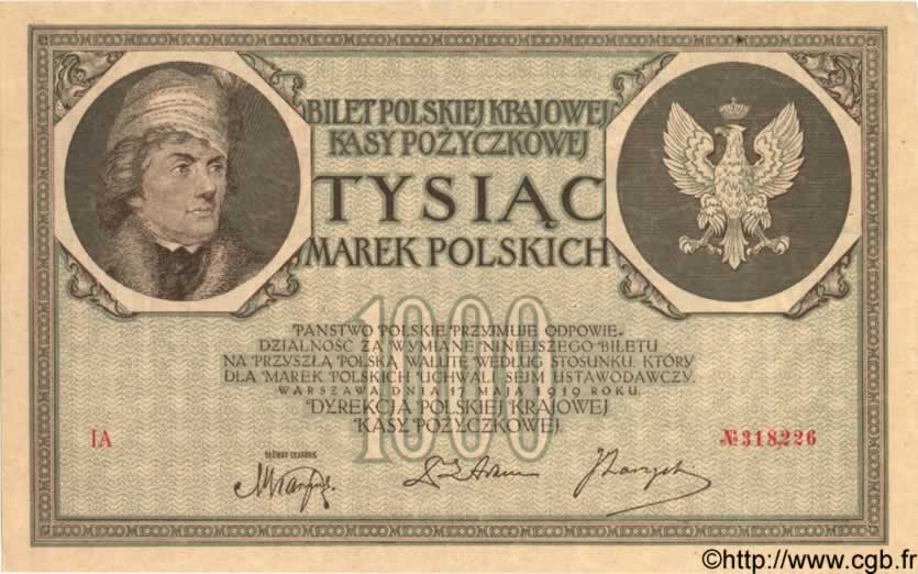 1000 Marek  POLOGNE  1919 P.022a SUP+