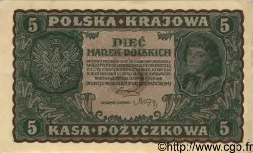 5 Marek POLOGNE  1919 P.024 SPL