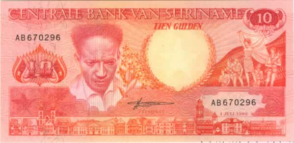 10 Gulden SURINAM  1986 P.131a NEUF