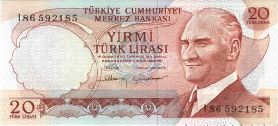 20 Lira  TURQUIE  1970 P.187b NEUF