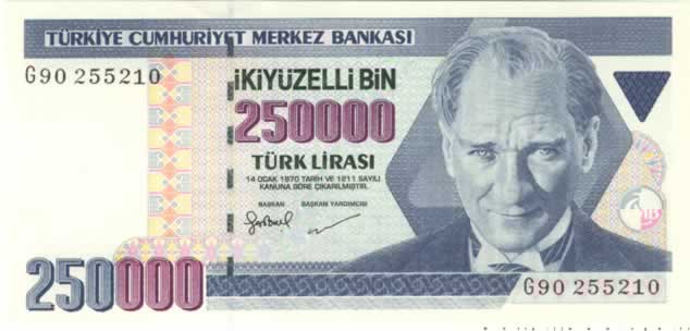 250000  Lirasi TURQUIE  1998 P.211 NEUF