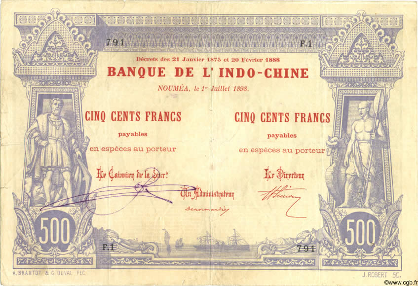 500 Francs NOUVELLE CALÉDONIE  1898 P.13a SS