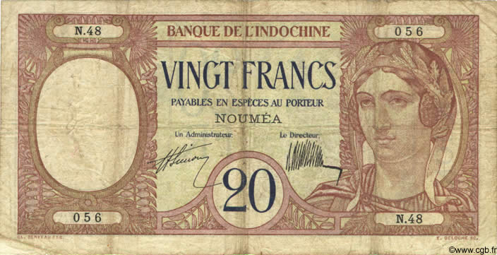 20 Francs NOUVELLE CALÉDONIE  1932 P.37a B