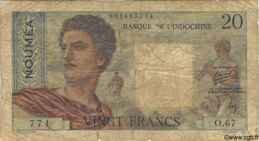 20 Francs NOUVELLE CALÉDONIE  1958 P.50b AB