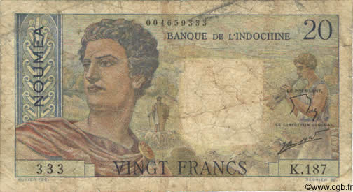 20 Francs NOUVELLE CALÉDONIE  1963 P.50c AB