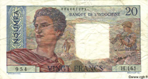 20 Francs NOUVELLE CALÉDONIE  1963 P.50c B+
