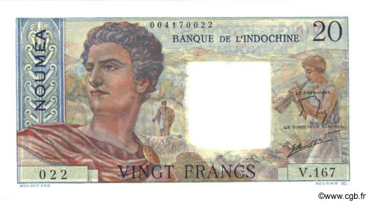 20 Francs NOUVELLE CALÉDONIE  1963 P.50c NEUF
