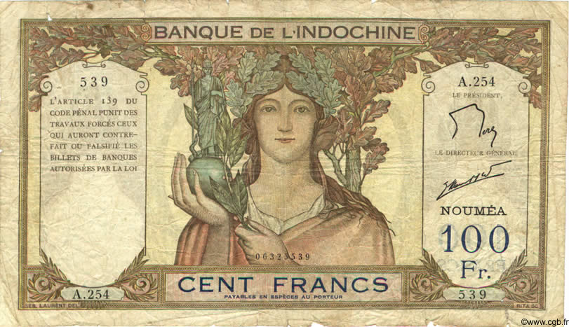 100 Francs NOUVELLE CALÉDONIE  1963 P.42e B