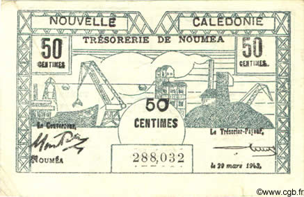50 Centimes NOUVELLE CALÉDONIE  1943 P.54 BB