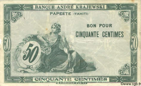 50 Centimes TAHITI  1920 P.08 MBC