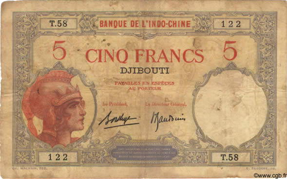 5 Francs DSCHIBUTI   1936 P.06b fS