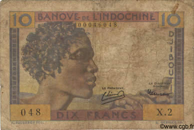 10 Francs DJIBOUTI  1946 P.19 AB