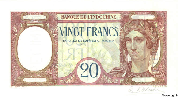 20 Francs Épreuve DJIBOUTI  1930 P.07s AU