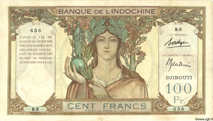 100 Francs DJIBOUTI  1931 P.08 F