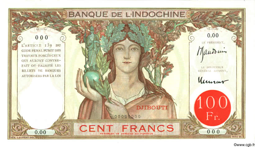 100 Francs Non émis YIBUTI  1931 P.08 SC