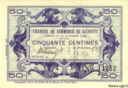 50 Centimes DSCHIBUTI   1919 P.23 fST+