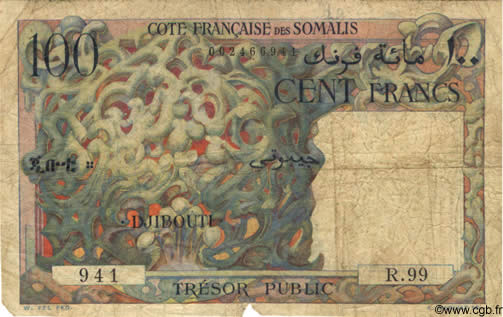 100 Francs DJIBOUTI  1952 P.26 M