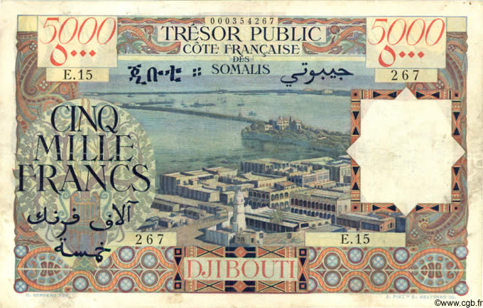 5000 Francs YIBUTI  1952 P.29 MBC