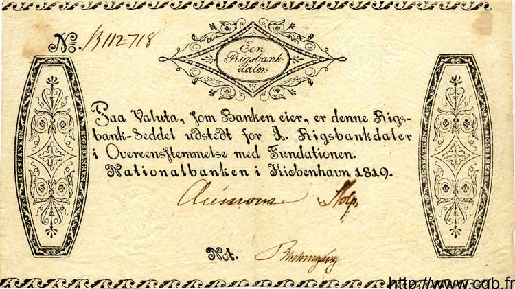 1 Rigsbankdaler DÄNEMARK  1819 P.A53 VZ