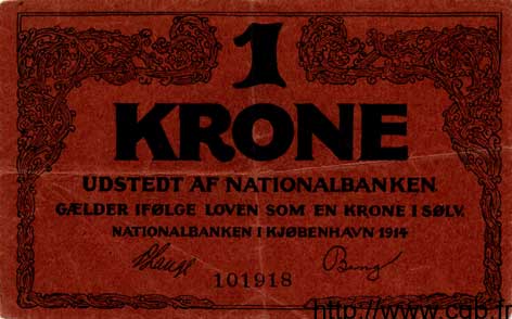 1 Krone DANEMARK  1914 P.010 TTB+