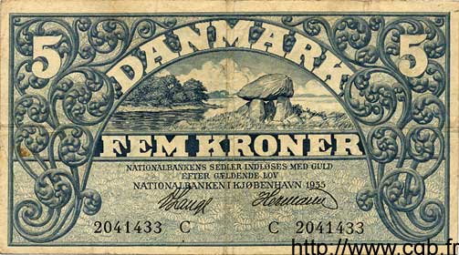 5 Kroner DANEMARK  1935 P.025 TTB