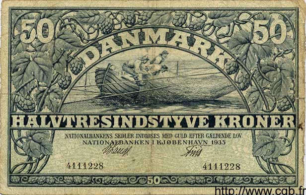 50 Kroner DINAMARCA  1935 P.027 MB