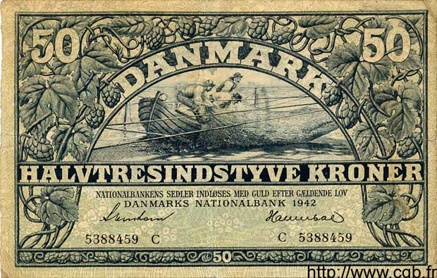 50 Kroner DANEMARK  1942 P.032 pr.TTB