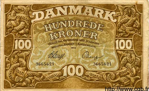 100 Kroner DANEMARK  1914 P.023 TTB