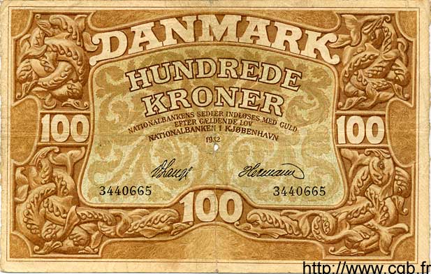 100 Kroner DANEMARK  1932 P.028 TB+