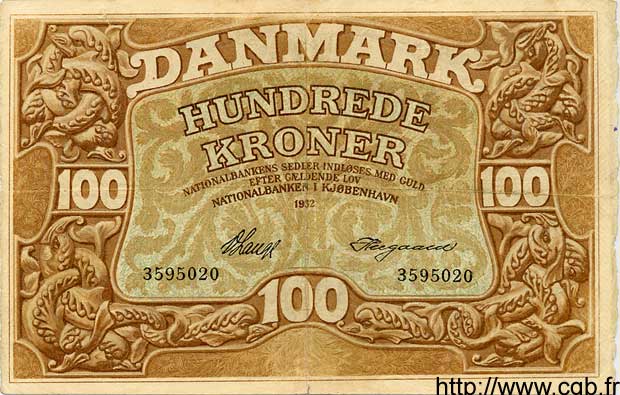 100 Kroner DANEMARK  1932 P.028 TTB