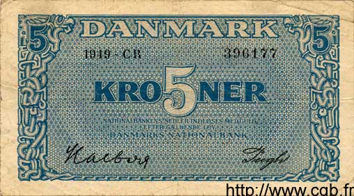 5 Kroner DINAMARCA  1949 P.035b MBC