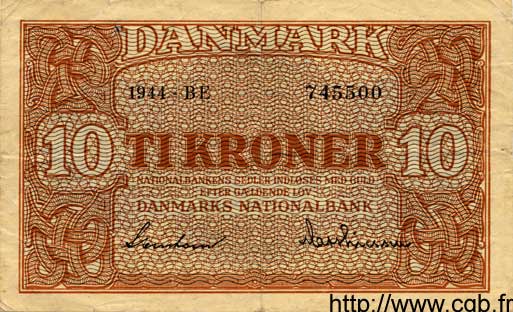 10 Kroner DÄNEMARK  1944 P.036a SS