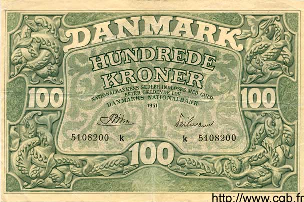 100 Kroner DANEMARK  1951 P.040 TTB+