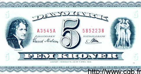 5 Kroner DINAMARCA  1954 P.042b q.SPL