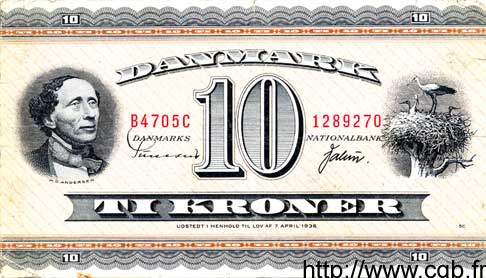10 Kroner DINAMARCA  1970 P.044g MBC