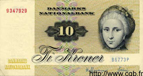 10 Kroner DANEMARK  1977 P.048c TTB+